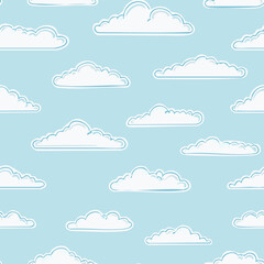 Hand Drawn Cloud Seamless Pattern Illustration Sky