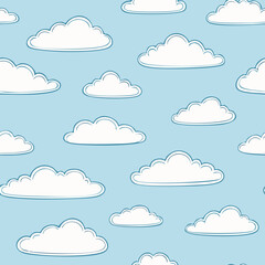 Hand Drawn Cloud Seamless Pattern Illustration Sky
