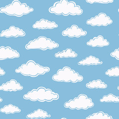 Hand Drawn Cloud Seamless Pattern Illustration Sky