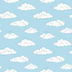 Hand Drawn Cloud Seamless Pattern Illustration Sky