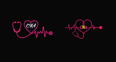 Heart Stethoscope Vector &ndash; Medical Healthcare and Doctor Icon Design. Stethoscope in Heart Shape Vector Illustration &ndash; Hospital and Nurse Symbol CNA.