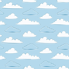 Hand Drawn Cloud Seamless Pattern Illustration Sky