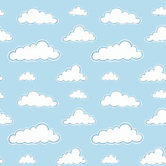 Hand Drawn Cloud Seamless Pattern Illustration Sky