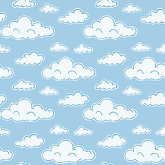 Hand Drawn Cloud Seamless Pattern Illustration Sky