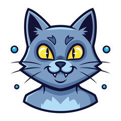 Cat face Illustration : A captivating illustration of a cheerful cat with big eyes and an expressive face. 
