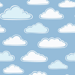 Hand Drawn Cloud Seamless Pattern Illustration Sky