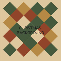 Diagonal diamond pattern in red, green, beige, and yellow. Christmas background. Vector illustration for greeting card, banner, poster design