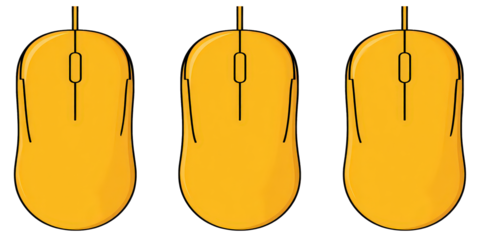 Three Bright Orange Computer Mice