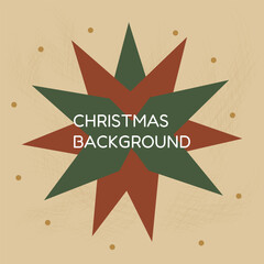 Red and green christmas star on beige background. Holiday festive winter season decoration. Vector illustration for greeting card, banner, poster