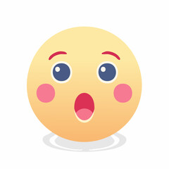 Obraz premium Blushing emoji face with round eyes, expressing shyness or astonishment.