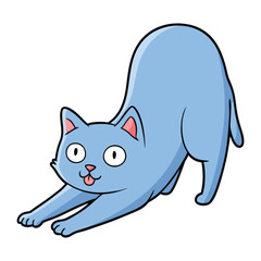 Playful Blue Cat: A delightful illustration of a blue cat in a playful stretching pose. Evoking joy, silliness, and the carefree nature of pets.