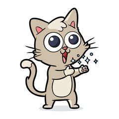 Cheerful Animated Cat: A delightful animated cat, radiating joy, wows with a playful and inviting pose, making a connection with its whimsical charm.