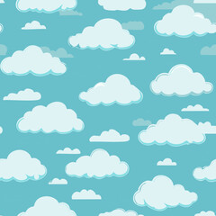 Hand Drawn Cloud Seamless Pattern Illustration Sky