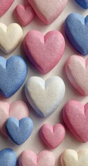 Fototapeta premium Close-up of many pastel-colored hearts