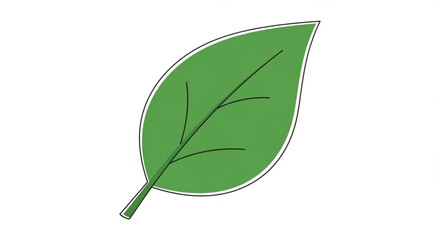 A simple green leaf with veins, representing nature, growth, and environmental awareness in a minimalist design