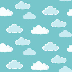 Hand Drawn Cloud Seamless Pattern Illustration Sky