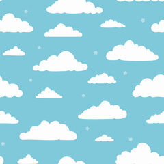 Hand Drawn Cloud Seamless Pattern Illustration Sky