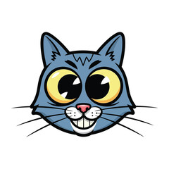 Joyful Cat Illustration: A cheerful cat portrait exudes playful vibes and whimsical charm, captured in a vibrant and inviting graphic design, perfect for spreading smiles.