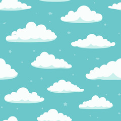 Hand Drawn Cloud Seamless Pattern Illustration Sky