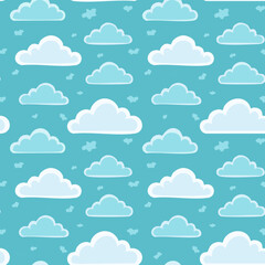 Hand Drawn Cloud Seamless Pattern Illustration Sky
