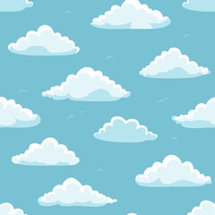 Hand Drawn Cloud Seamless Pattern Illustration Sky