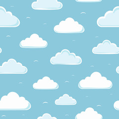 Hand Drawn Cloud Seamless Pattern Illustration Sky