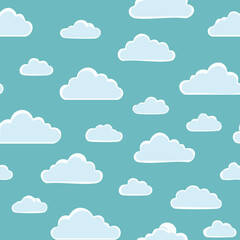 Hand Drawn Cloud Seamless Pattern Illustration Sky