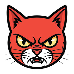 Angry Cat: A vividly illustrated graphic of an enraged cat's head, its features meticulously crafted to convey fierce emotion. 