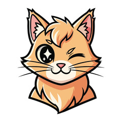 Winking Cat Icon: An adorable cartoon cat winks with charm, radiating happiness, and positivity, with a big sparkle in its eye.