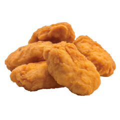 Pile of golden brown chicken nuggets isolated on transparent background
