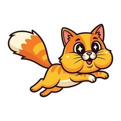 Energetic Cat: An adorable illustration of a playful cat leaps in mid-air, exuding joy and energy. capturing the fun and happiness of a pet