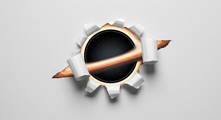 Torn Paper Reveals Black Hole with Accretion Disk and Stars