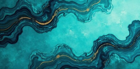 Abstract teal & navy marbled ink, golden highlights Elegant birthday/wedding card design , alcohol ink art, birthday card
