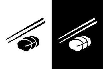 Japanese Sushi Roll Icon in Monochrome Outline Design.