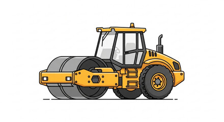 Fototapeta premium Illustration of a road roller, a heavyduty machine used for compacting soil, gravel, concrete, or asphalt