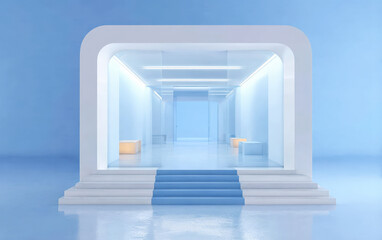 Obraz premium Modern and minimalist interior space with bright lighting and clean design