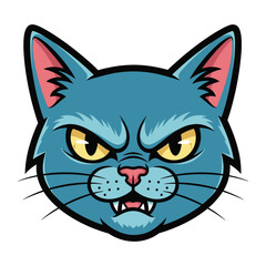 Feline Fury: A stylized illustration of a fierce cat's face, with a bold color palette.