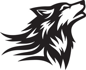 Howling Wolf Vector Silhouette - Wild Animal Logo Illustration