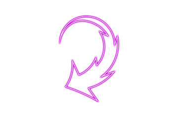 Neon pink arrow pointing down and to the left isolated on transparent background