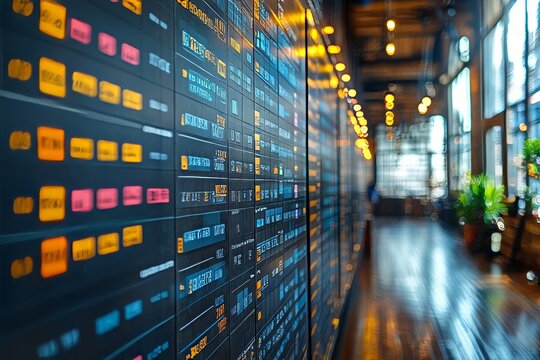 Online task board showing status updates with 'in progress' and 'completed' labels for business project management dashboard