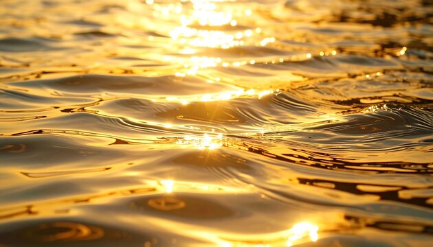 Golden water surface at sunset - Powered by Adobe