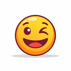 Fototapeta premium Winking emoji with a bold outline and wide grin, expressing humor, joy, and playful digital interactions.