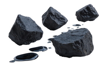 Dark Shiny Wet Rocks on Transparent Background