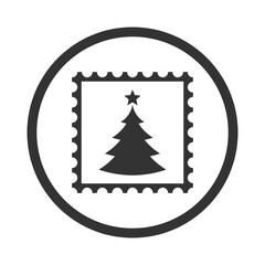 Post stamp Christmas tree icon isolated on transparent background
