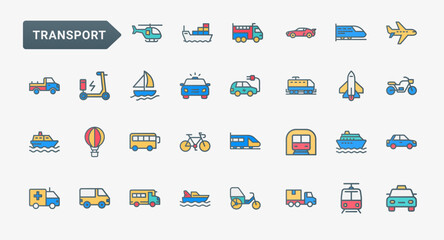 Fototapeta premium collection flat icons modes transportation