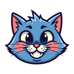 Joyful Cat: A cheerful and animated cartoon cat with a vibrant blue coat and an infectious smile, radiating playful vibes and friendly charm.