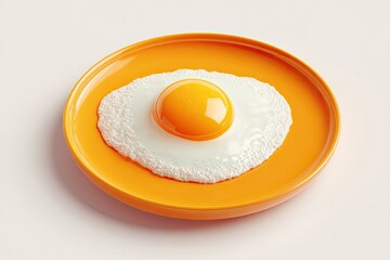 Fried egg on orange plate
