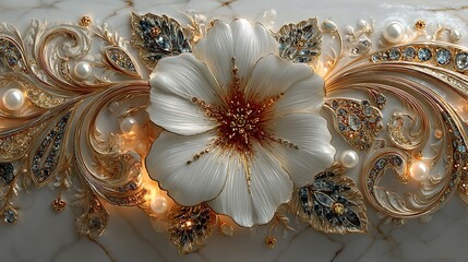 Elegant luxury flowers with golden baroque details high resolution photo