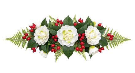 Isolated ornamental camellia arrangement, festive holiday decor for special celebrations