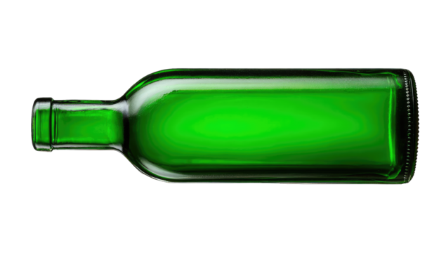 Emerald green glass bottle, studio shot